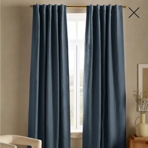 NWOT QUINCE one 48x108 European Linen Room Darkening Curtain Blue 0213